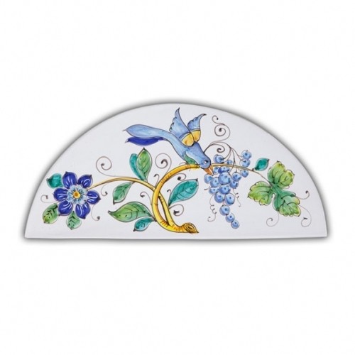 Wide Arch-Shaped Tile - Bird & Grapes