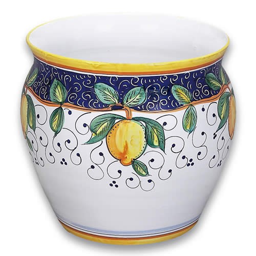 Ornato Wheel Thrown, Cachepot or Planter with Lemon