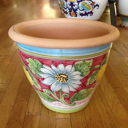 Bell-shaped Pot - Daisy on Red