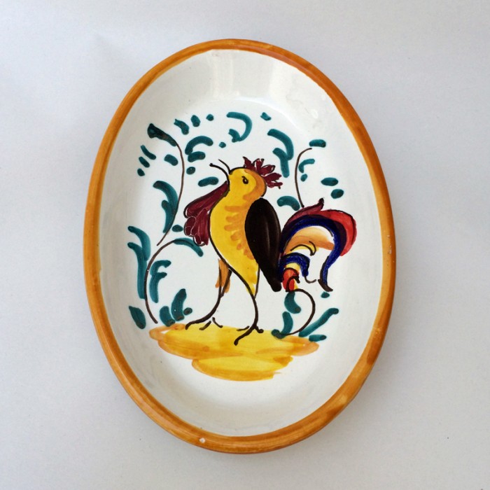 Crowing Rooster Small Oval Dish